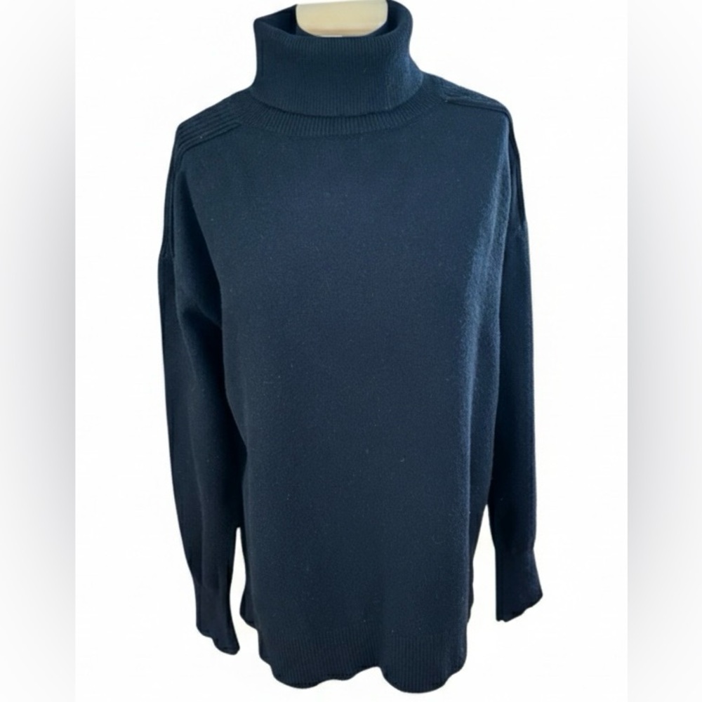 Evereve Sweater Black Roll Neck Soft Pullover Oversized Size M